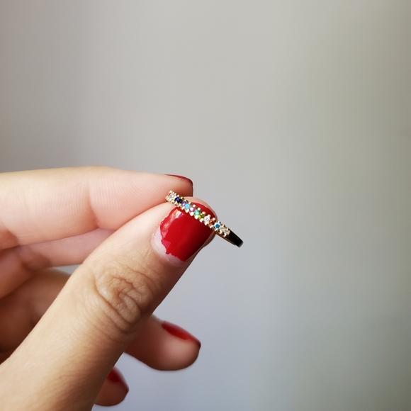 14k solid yellow gold gemstone band/ring - Picture 7 of 8